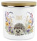 Purely Home Floral Hedgehog Decaf Coffee Storage Canister - Pretty Wildlife & Foliage Homewares Gifts - Large Enamel Hot Drinks Kitchen Storage Container