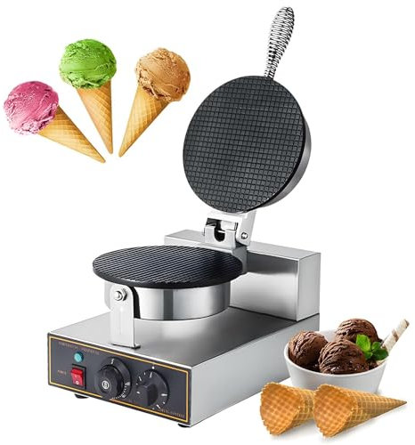 FfiMe Commercial Electric Ice Cream Cone Making Machine, 1200W Waffle Cone Making Machine Stainless Steel, Professional Ice Cream Cone Waffle Maker, Restaurant Non-stick Cone Mold