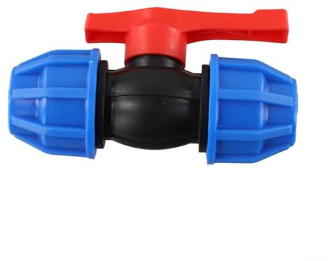 Connecteur de vanne à boisseau sphérique, 25 mm en polyéthylène MDPE pour raccords de tuyau d'irrigation, vanne d'arrêt en plastique pour raccords de compression de tuyaux d'eau (25 mm)