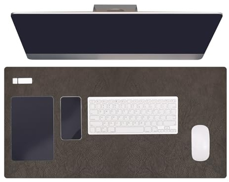 PATIKIL 35.4 x 17.7 Leather Desk Pad Protector, Large Dual-Sided Desk mat Waterproof PVC Leather Mouse Pad for Laptop Computer Writing Desk Table Gaming Home, Coffee/Black