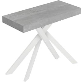 Consolle allungabile 90x40/300 cm Sakuro Premium Cemento gambe bianche