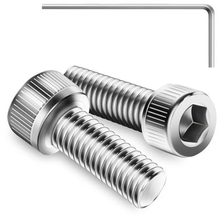 100Pcs M2 x 12mm Hex Socket Head Cap Screws Bolts, 304 Stainless Steel, Allen Socket Drive, Bright Finish, Full Threads, with Hex Spanner
