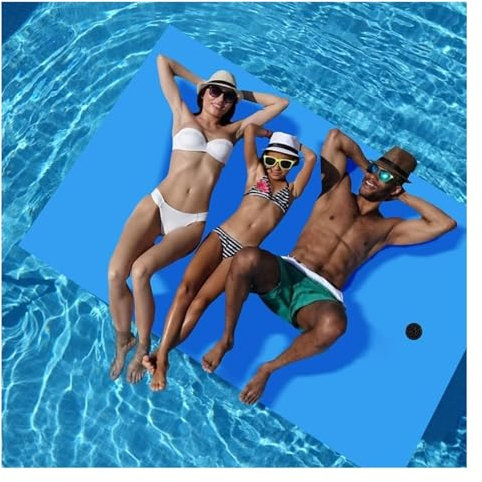 Tapis Flottant Piscine, Tapis d'eau Flottant, For les loisirs aquatiques et la détente, tapis flottant en mousse XPE résistant aux déchirures for la plage, l'océan et le lac(Blue,5mx1.8mx3.3cm)