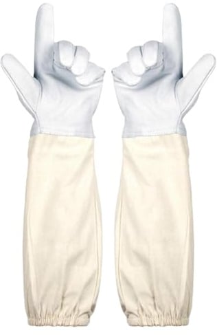ERMWALR Guanti da apicoltore in pelle di capra, resistenti ai punti, per uomini e donne, accessori per apicoltore, guanti da apicoltore con polsini ventilati (bianco, XXL)
