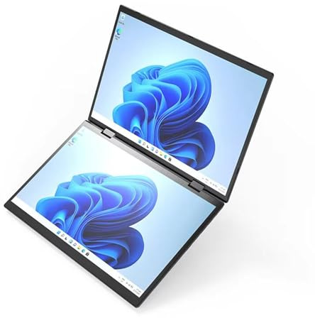 CYMINILMDPC Dual Screen 360° YOGA Laptop,12th Gen N95,16GB DDR4 512GB SSD,2 * 14 Inch 2.5K Touch IPS,Tablet PC 2 in 1 Notebook,AC WiFi