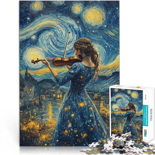 Sternennacht-Geiger 1000-teiliges Puzzle für Erwachsene Staycation: Zeit totschlagen mit vollständig ineinander greifenden, zufällig geformten Teilen 38x26cm
