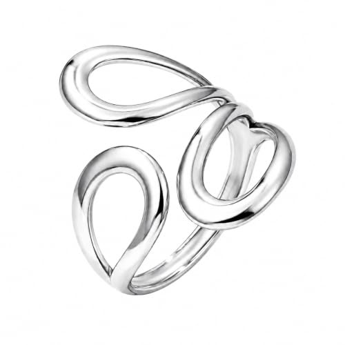 BelleFlair Damen Ring, Verstellbarer Daumenring im Statement Design, Breiter Offener Fingerschmuck aus Edelstahl, Wasserfest, Chunky Wickeloptik