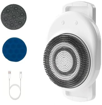 Electric Shower Back Scrubber,Wall Mounted 360° Rotating Body Brush with 3 Replaceable Heads, 3-Speed Adjustable & Height Adjustable, for Exfoliating and Deep Cleansing