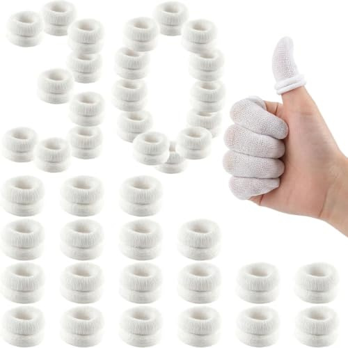 YCSHIPO 30pcs Finger Bandages Tubular, Cotton Finger Cots for Protection & Recovery, Adjustable Fingers Sleeve for Kitchen & Crafting