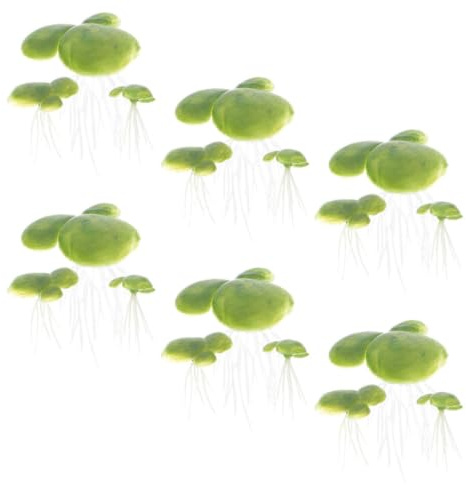 DIKACA Plantas de Lenteja de Agua Artificial Flotante para Acuario, 18 Mini Plantas de Plástico Verde Natural, Decoración Realista para Peceras y Suministros para Mascotas Acuáticas