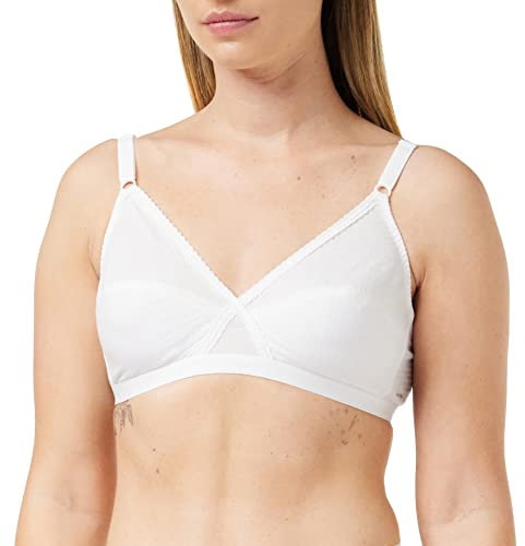 Nur Die Komfort BH bügelloser Softcup-BH Bra weich bequem mit Spitze Kreuzschnitt-Technologie für starken Halt Damen, weiß, 90B