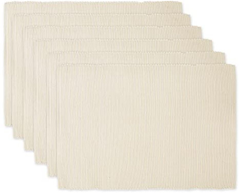 DII Basic Everyday Gerippte Tischset 100% Baumwolle Platzset 13x19 Natur, 6-teilig