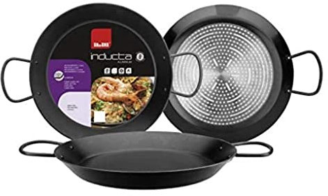 IBILI - Poêle à paella Inducta, 42 cm, Aluminium, Antiadhésif, 10 portions, Compatible avec l’induction, Noir