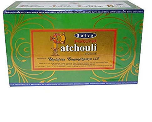 Natur Patchouli Räucherstäbchen – von Satya Nag Champa – 15 g x 12 Stück gesamt Boxen – 180 g