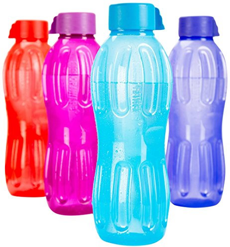 Signoraware Aqua Plastic Water Bottle Set, 1 Litre, Set of 4, Multicolour