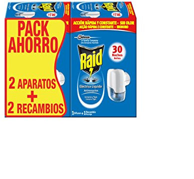 RAID - Insecticida Eléctrico Antimosquitos 2 Aparatos + 2 Recambio