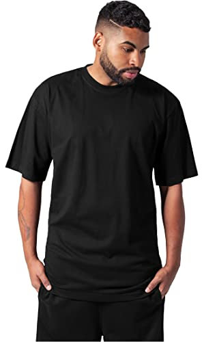URBAN CLASSICS Men's Basic Crew Neck Tall Tee, Oversized Short Sleeves T-Shirt with Dropped Shoulders, 100% Jersey Cotton, in black, 4XL