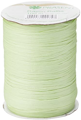 Präsent Rayon Raffia Bastband Pistazie, 100 m Dekoband zum Einpacken von Geschenken, Dekorieren & Basteln, helles Schleifenband, Deko für Festliche Anlässe
