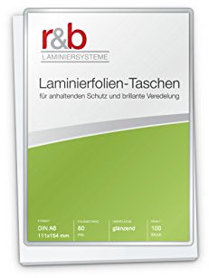 100 Stück, Laminierfolien A6 (111 x 154 mm), 2 x 80 mic, glänzend