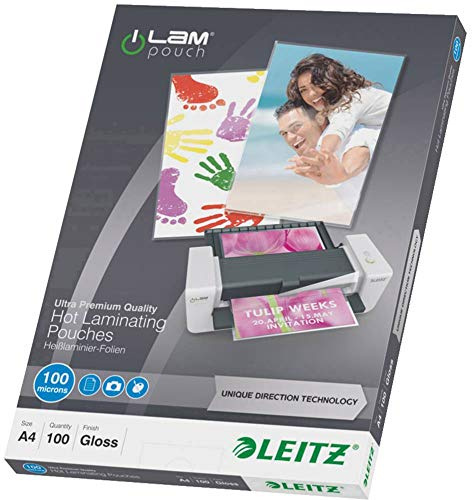 Leitz 7480-00-00 Laminating Film Bag iLAM DIN A4 Glossy 200 Microns