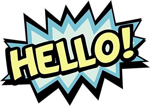 1 x Aufkleber Hello Hallo Salut Ciao Gruß Comic Schrift Tuning Sticker Decal Fun