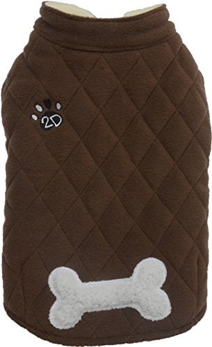 Doggy Dolly W349 einfarbige, ärmellose Winterjacke/Hundewintermantel mit Knochen und Stickerei 2D Pfote, äußerst komfortabel, XL