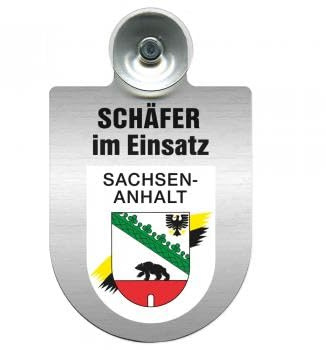 Einsatzschild Windschutzscheibe incl. Saugnapf - Schäfer im Einsatz - 309387 - incl. Regionen nach Wahl Farbe Region Sachsen-Anhalt