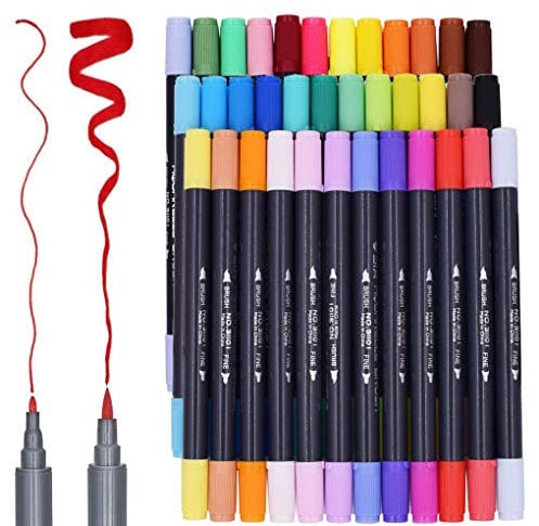 SAYEEC 36 Colors Dual Tips Watercolour Brush Pens Art Marker for Colouring Books