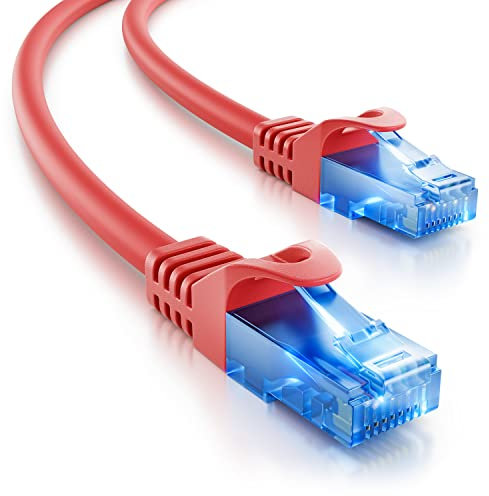 deleyCON 3,0m CAT.6 Ethernet Gigabit Lan Netzwerkkabel RJ45 CAT6 Kabel Patchkabel Kompatibel zu CAT.5 CAT.5e CAT.6a Cat.7 - Rot