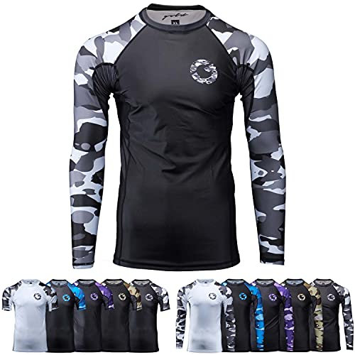 Gold BJJ Jiu Jitsu Rashguard – Camo Rash Guard Kompressionsshirt für No-Gi, Gi, MMA (lange Ärmel und kurze Ärmel erhältlich), Herren, Schwarz-Camo, XX-Large