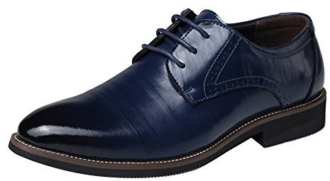 Zapatos de vestir para hombre, de moda, puntiagudos, con cordones, zapatos de vestir formales para negocios, bodas, zapatos Oxford Brogues, Blue, 43.5 EU