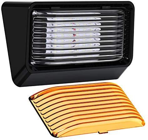 LED-Außenbeleuchtung für Wohnmobile, 12 V, 280 Lumen, Ersatzbeleuchtung für Wohnmobile, Anhänger, Wohnmobile, 5. Räder, schwarzer Sockel, klare und bernsteinfarbene Gläser enthalten (schwarz, 1 Stück)