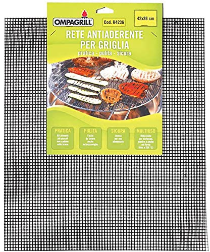 Ompagrill Tappetino in Rete Antiaderente per griglia o Piastra Dimensioni 42x36 cm - R4236