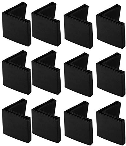 sourcing map 12pcs Casquette Pieds Chaise Angle Fer Forme L Patinn Meuble Table Embout Capuchon Cornière Protection 40mm x 40mm Noir