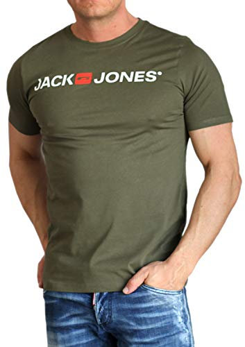 JACK & JONES Herren Jjecorp Logo Tee Ss Crew Neck Noos T-Shirt (Grün (Olive Night Detail: Slim Fit), 3XL)