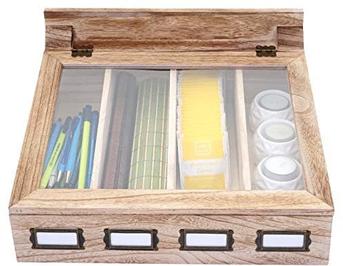 Mendler Aufbewahrungsbox HWC-C25, Teebox Schmuckkästchen Kiste, Paulownia 17x37x33cm - naturbraun
