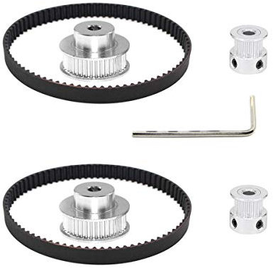 Befenybay 2Kit 2GT Synchronrad 20 & 36 Zähne 5mm Bohrung Aluminium Zahnscheibe mit 2 Stück Länge 200mm Breite 6mm Riemen (20-36T-5B-6)