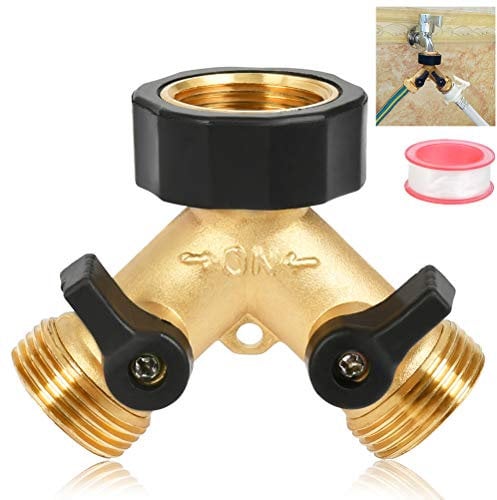 TIMESETL Double Washing Machine Tap 2-Way Y-Dispenser 3/4 Inch for Connecting 2 Appliances