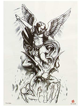 2X Schwarzes Engel XL Tattoo - Erzengel und Dämonen - Body Temporary Tattoo - TH564 (2)