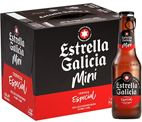Estrella Galicia Especial Mini - Cerveza Lager Premium, Pack de 12 Botellines x 20 cl, Sabor Ligero y Equilibrado, Galardonada Internacionalmente, 5,5% Volumen de Alcohol