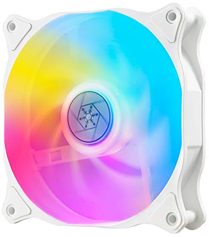 SilverStone Technology Air Blazer 120RW, PWM, ARGB, 120mm, Durchscheinend Lüfterblätter, weißer Rahmen, Ausgestattet mit Flüssigkeitslager, SST-AB120RW-ARGB