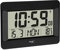 TFA Dostmann Digital Wall, 60.4519.01, Radio-Controlled Clock with Indoor Temperature, Day of The Week (8 Languages), Date, Time Zone Setting, Black, (L) 215 x (B) 160 x (H) 26 (68) mm