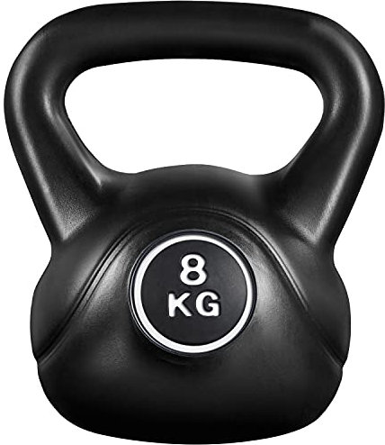 Yaheetech Kettlebell per Sport Fitness Palestra in HDPE e Cemento con Maniglia Ergonomica Antiscivolo Attrezzo Sportivo da Costruzione Muscolare e Allenamento di Forza Nero