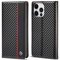 ZTOFERA Compatible with iPhone 13 Pro Max Wallet Case, Premium PU Leather Flip Case with Card Holder Magnetic Closure Carbon Fiber Protective Phone Case for iPhone 13 Pro Max, Vertical Red Line