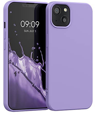 kwmobile Hülle kompatibel mit Apple iPhone 13 Hülle - gummierte TPU Silikon Handyhülle - Schutzhülle für kabelloses Laden - Case in Veilchen Lila