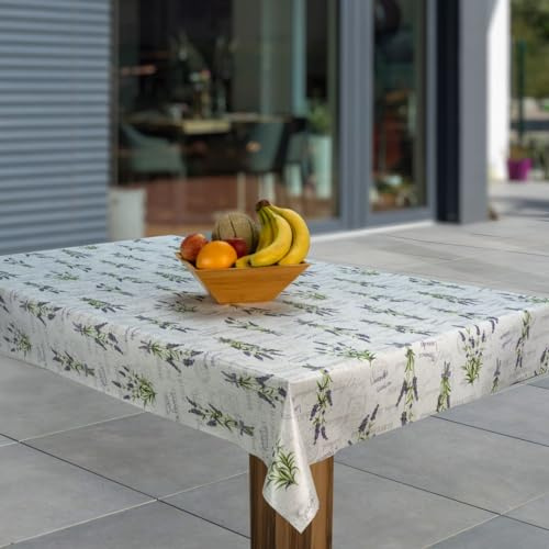laro Wachstuch-Tischdecke Abwaschbar Garten-Tischdecke Wachstischdecke PVC Plastik-Tischdecken Eckig Meterware Wasserabweisend Abwischbar AS, Muster:Lavendel Blumen Lila, Größe:110x200