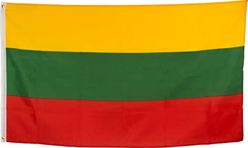 Bundes- und Länderflagge aus wetterfestem Material mit Metallösen, Outdoor Fahne & Flagge (Litauen) 150x90cm