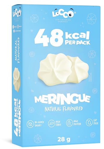 LOCCO Meringue Protein Süßigkeiten ohne Zucker, Low Carb Snacks, 48 kcal pro Packung | Kalorienarme High Protein Süßigkeiten, Zuckerfreie Leckereien, 28 Stück