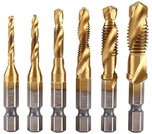 6PCS HSS Tap Drill Bit Set Metric Hex Shank Tapping Screw Spiral Point Metric M3 M4 M5 M6 M8 M10 Tap Drilling Hand Tools