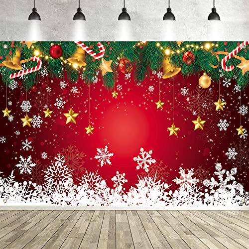 AOLOA Weihnachten Banner Große, Rot & Weiß Schneeflocke Weihnachts Banner Dekoration, Weihnachten Banner Drinnen Draußen, Weihnachten Hintergrund Banner für Winterferien Party Garten Wand Deko